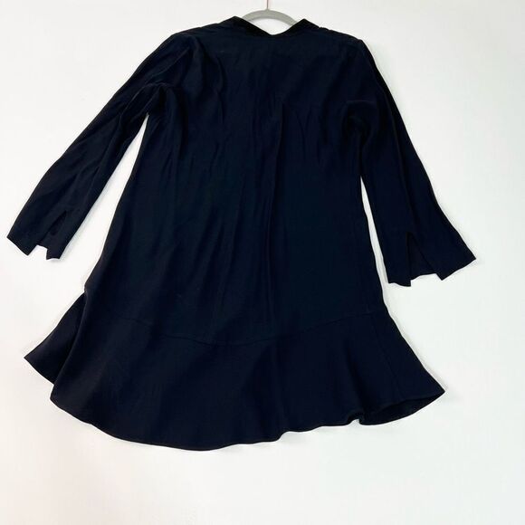 A.L.C. Dress Womens 4 Long Sleeve Mini Leather trip Satin Dark Blue - Picture 8 of 9